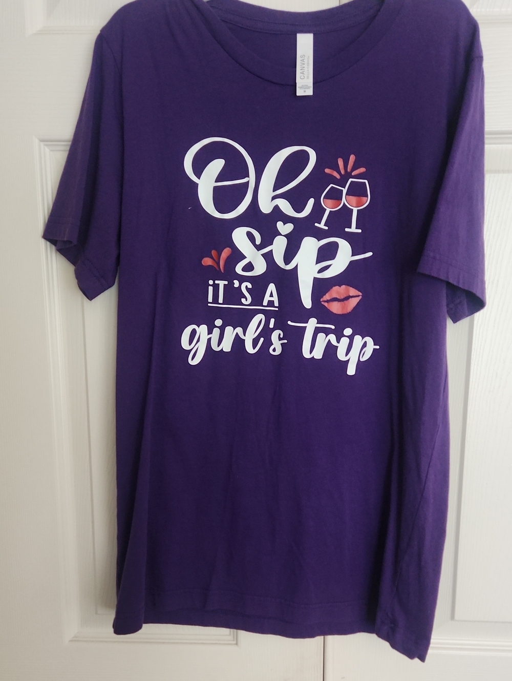 Bella Canvas Purple Tee with White Script and Pink Accents